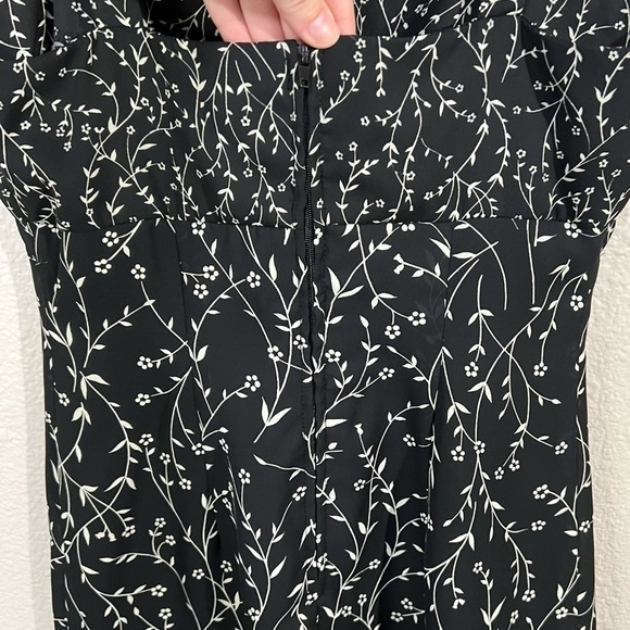 Words Y2K Vintage Mini Sleeveless Dress Black with Floral and Leaf print Sz 5 - Picture 4 of 4
